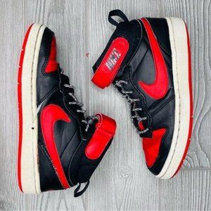 Nike Court Borough Mid 2 Leather Sneakers Athletic Shoes Size 4 red and black